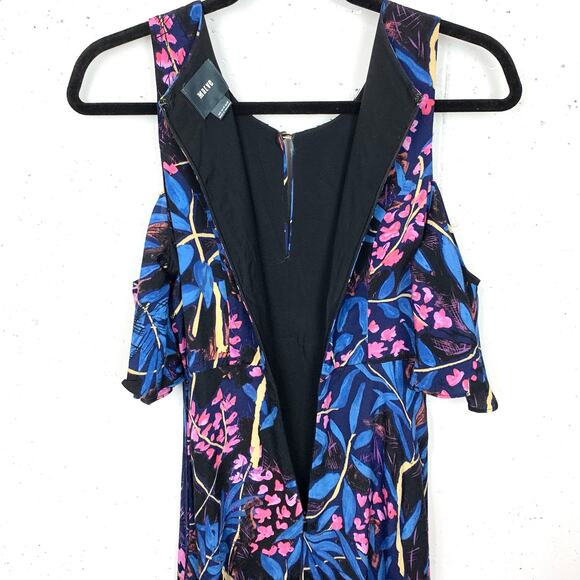 Anthropologie Maeve Womens Elia Dress Open Shoulder Floral Print Blue Pink 6 - Picture 12 of 15